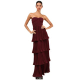 2024 Fashion Sexy Temperament Women's Pure Color Sleeveless Breasts To Take The Folding Lotus Leaf Side Dress Girl 68HZ