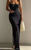 2025 Spring And Summer New Knitted Sweater Dress Sexy Pure Hot Girl Bare Back Strapped Long Skirt 68HZ