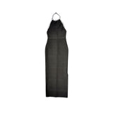 Spice Girls Heavy Industry Ordered Diamond Hanging Neck Sleeveless Dress Sexy Bare Back Tight Body Open Fork Dress 68HZ