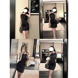Sing Noodle Folded Wrinkled Sleeveless Neck Collar Dress Female Temperament Sexy Waist Repair Ass Skirt Dress Dress 68HZ