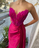 Evening Dress With Bra Feathers And Tail Dress Open Sexy Birthday Party Dress Woman 68HZ