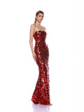 Pearl Suspension Dress Red New 2025 High-End Long Evening Dress Sexy Lien Dress 68HZ