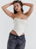 New Babes Wear Women's Pearl Bras Fish Bone Corset T-Ribs Corset T-Mearly Umbilly Blouse 68HZ
