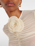Clothing Two Sets Of Female High-End Feeling Folding Net Yarn Buns Mid-Long Skirt French Round Three-Dimensional Flower Woman 68HZ