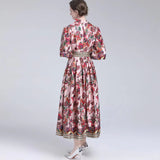 Fashion Collar Beautiful Print Bubble Sleeves Retro Style Dress New Women's Autumn And Winter 2025 68HZ