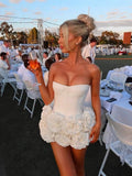 New Sexy Fish Bone Strap Adjustable Bosom Heavy Industry Flower Short Skirt Dinner Dress 68HZ