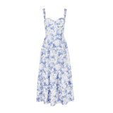 Summer New Hottie Crumided Sling Dress Body-Dew Long Skirt Print Dress Sweet Spicy Wind 68HZ