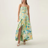 Printed Corset Dress 2025 Summer New Waist Thin Fashion Sexy Open Sleeveless Long Dress 68HZ