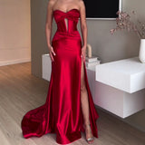 High-End Temperament Elegant Wrapped Breasts One-Word Long Banquet Big Evening Dress Bridesmaid Dress Dress 68HZ