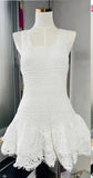 Sweet And Spicy Sexy Wind 2024 Spring New Loose Waist Fold Design Lotus Leaf Side Short Sling Dress 68HZ