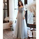 One-Word Shoulder Evening Dress 2025 New Temperament Elegant Fairy Dream Net Yarn Bridesmaid Lady Long Dress 68HZ