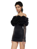 Women's New Flower Decoration Sexy Corset Dress Perspective Mesh Long-Sleeved Ass Skirt Dress 68HZ