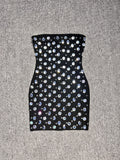Heavy Industry Bandage Dress Sexy Bra Slit Nail Beads Bodyed And Hip Dress Birthday Party Dress 68HZ