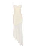 Sexy V-Neck Slings Fishtail Long Dress Lace Chiffon Splicing Tight-Body Ass-Loan Chiffon Dress Girl 68HZ