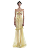 Thai Wind Tradiated Lace Hollow Waist Dress Design Small Fishtail Dress Seaside Holiday Dress Woman 68HZ