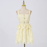 French Sexy Sweet Dress 2025 New Sling Embroidery Design High-Rise Solid Color Dress Woman 68HZ