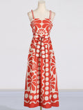 French Holiday Wind To Close The Waist Thin Sling Dress 2025 New Design Printing Commuting Long Dress Woman 68HZ