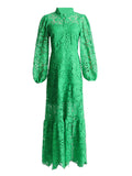 Spring 2025 New Tea Break French Dress Standing Collar Hollow Design Feel Waist Thin Fashion Temperament Dress 68HZ