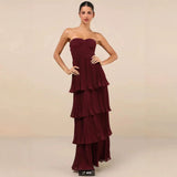 2024 Fashion Sexy Temperament Women's Pure Color Sleeveless Breasts To Take The Folding Lotus Leaf Side Dress Girl 68HZ