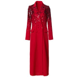 Vintage Wind Heavy Industry Glided Long Sleeves Double Buckle Red Long Wind Coat Women's New Autumn And Winter 2024 68HZ