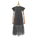 2025 New Korean Version Of The Design Of The Screen Splicing Loose T Dress Casual Short-Sleeved Long Dress Woman 68HZ