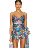 High-End Women's Sexy Breast-Wearing Bow Decorative Dress High-End Temperament Folded Chest Dress Skirts 68HZ