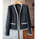 Smell Small Fragrant Wind! Heavy Industry Nails Fashion Temperament Cane Coarse Flowers Commuting OL Hair Blazer Woman 68HZ