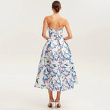 New Sexy Broken Flower Back Rope Skirt High-End Women's Breast Swing Dress 68HZ