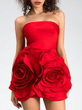 French Temperament Sexy Dinner Dress Dress 2025 New Fashion Tsets Three-Dimensional Rose Flower Dress 68HZ