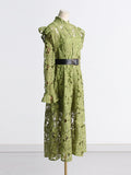 Artistic Retro Style Dress 2025 New Fashion Temperament Niche Design Hollow Lace Dress Long Lady 68HZ