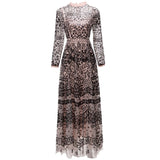 Fashion Leash Mesh Long Sleeves Slim Dress Long Dress Autumn And Winter Women's New 2025 68HZ