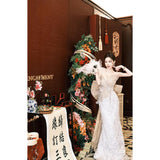 Evening Dress Corset Dress Temperament Famous High-End Goddess Fan High-End Banquet Toasting Clothes Light Fishtail Dress 68HZ