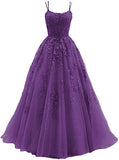 Evening Dress Women 2025 Fine Shoulder Prom Neat Long Tulle Lace Sticker Girl Party Ball Dress Summer 68HZ