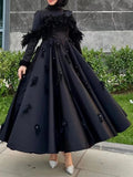 French Hepburn 2025 Spring New Heavy Industry Senior Sense Collar Splicing Three-Dimensional Flowers Thin Dress Woman 68HZ