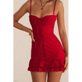 Women's Dress Dress Summer Sweet Spicy Sling Skirt Body-Daughter Small Dress Red Babes Dress Girl 68HZ