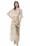 Fashion French Light Luxury Elegant Heavy Industry Embroidery Yarn Net Dress 68HZ