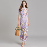 Temperament Court Style Heavy Industry Three-Dimensional Flower Net Embroidery Bagted Hip Dress French Fishtail Dress Woman 68HZ