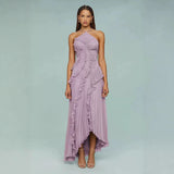 Special For High-End Chiffon Dress Women Lotus Edge Folding Design Thin Long Dress Fast Fashion 68HZ