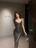 High-End Women's Nude Flash-Colored Back Light Luxury Party Birthday Sexy Dress Hanging Dress 68HZ