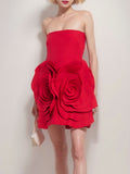 High-End Women's Sexy Breasted Dress Skirt Big Flower Decorative Temperament Dress Dress Banquet Dress Dress Dress Dress Dress Girl 68HZ