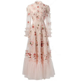 Heavy Industry Lily Three-Dimensional Lace Collar Long-Sleeved Lotus Side Princess Dress New Women's Autumn And Winter 2024 68HZ