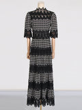 Spring 2025 New French Retro Heavy Industry Embroidery Stand To Receive The Waist Show Thin Dress Women's Evening Dress Dress 68HZ