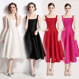 French Hepburnian Niche Temperament Retro Sling With Large Hem Pendulum Sling Dress Fluffy Dress Dress 68HZ