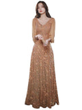 Evening Dress High-End Atmospheric Champagne Host Performance Of High-End Sequins Long Banquet Temperament Dress 68HZ