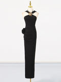 Famous Wind Hanging Neck Dress Dress 2025 New Niche Metal Buckle Decoration Slimming Long Dress Woman 68HZ