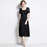 Lace Embroidered Dress Square Understanding Temperament Chiffon 100-Fold Skirt Belt To Collect Thin 68HZ