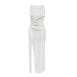 One-Word Shoulder-Sense-Wearing Dress Woman's New Design Sense Slinged Skirt Temperament Banquet Dress 68HZ