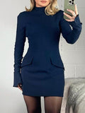 Women's Autumn And Winter New Sexy Dress Long-Sleeved Dress Tights Hip Skirt Skirt Short Skirt Hottie 68HZ