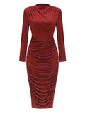 2025 New Women's Dress Sexy Bag Hip Hot Diamond Fork Long Sleeve Dress 68HZ