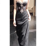 Evening Dress With Bra Dress Woman 2024 Autumn New High-End Light Luxury Niche Banquet Heavy Industry Dress 68HZ